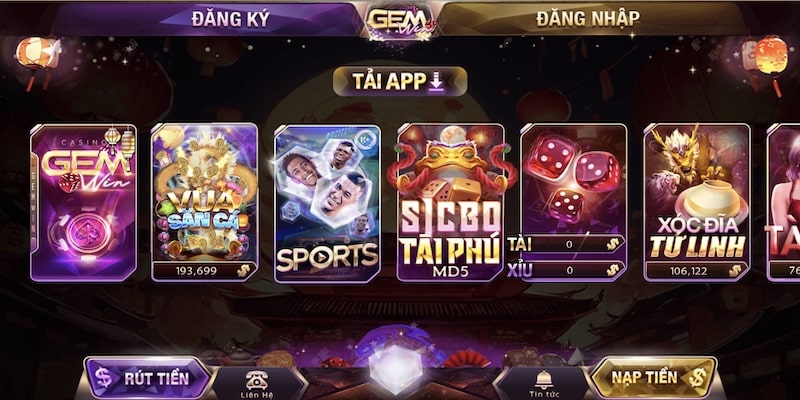 Cổng game Gemwin đa dạng tính năng vũ khí